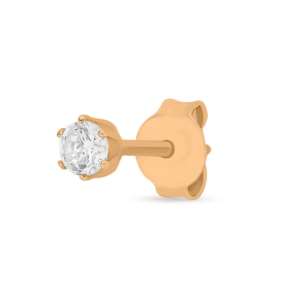 Серьга с фианитом из серебра 925 пробы