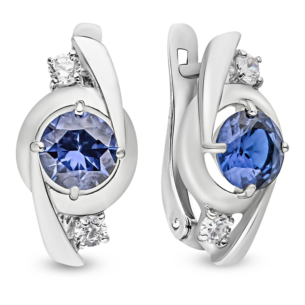 Серьги с фианитами из серебра 925 пробы