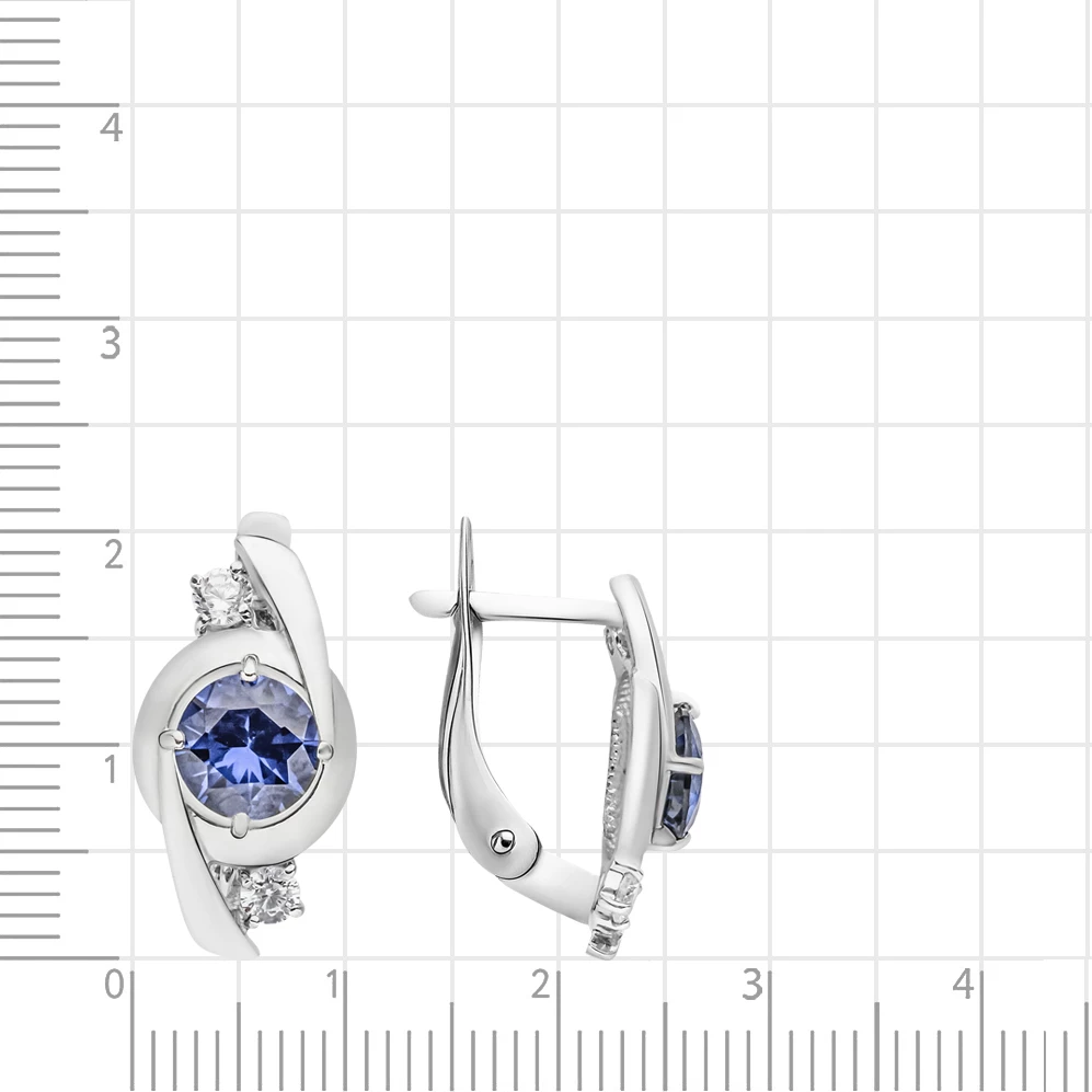 Серьги с фианитами из серебра 925 пробы
