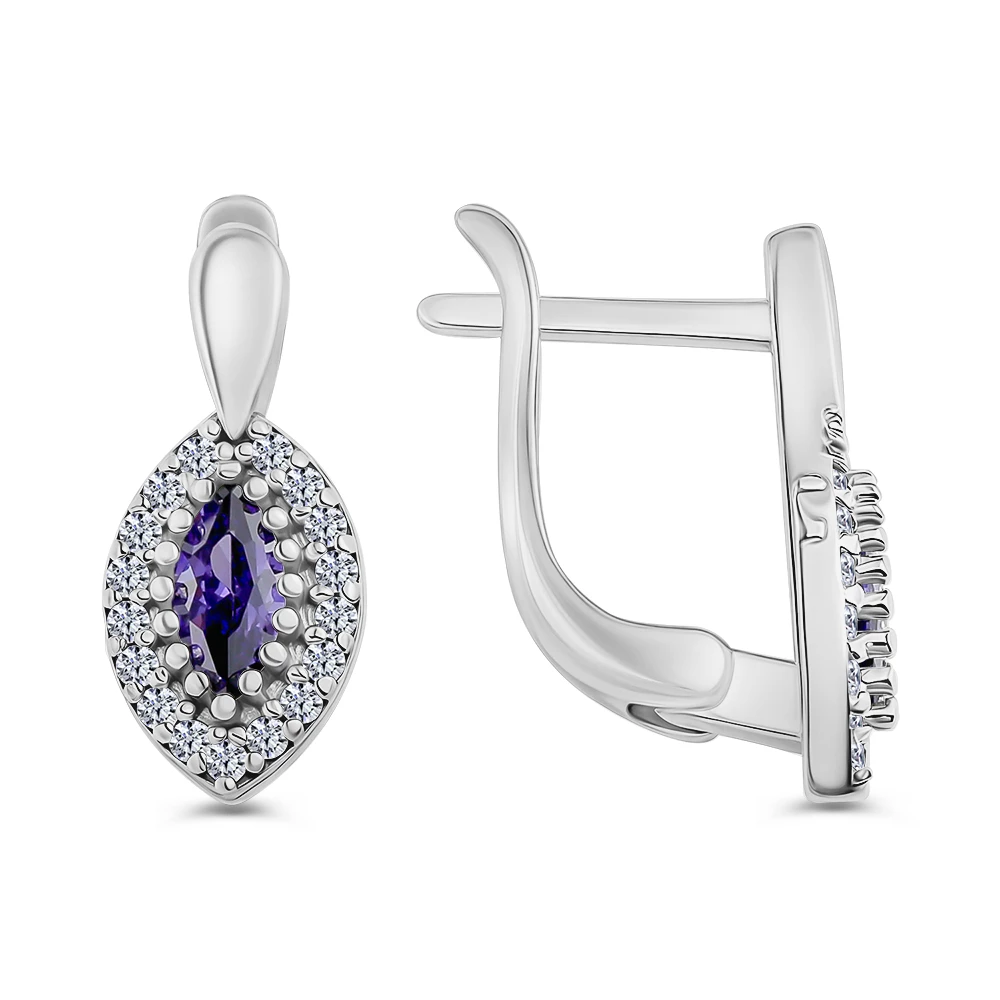Серьги с фианитами из серебра 925 пробы 2