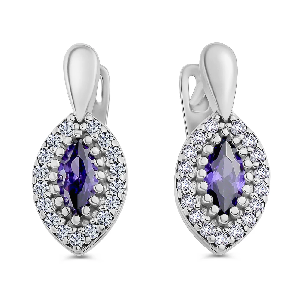 Серьги с фианитами из серебра 925 пробы 1