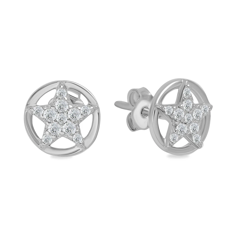 Серьги с фианитами из серебра 925 пробы 1