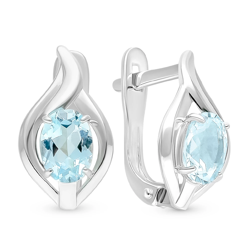 Серьги с топазами из серебра 925 пробы