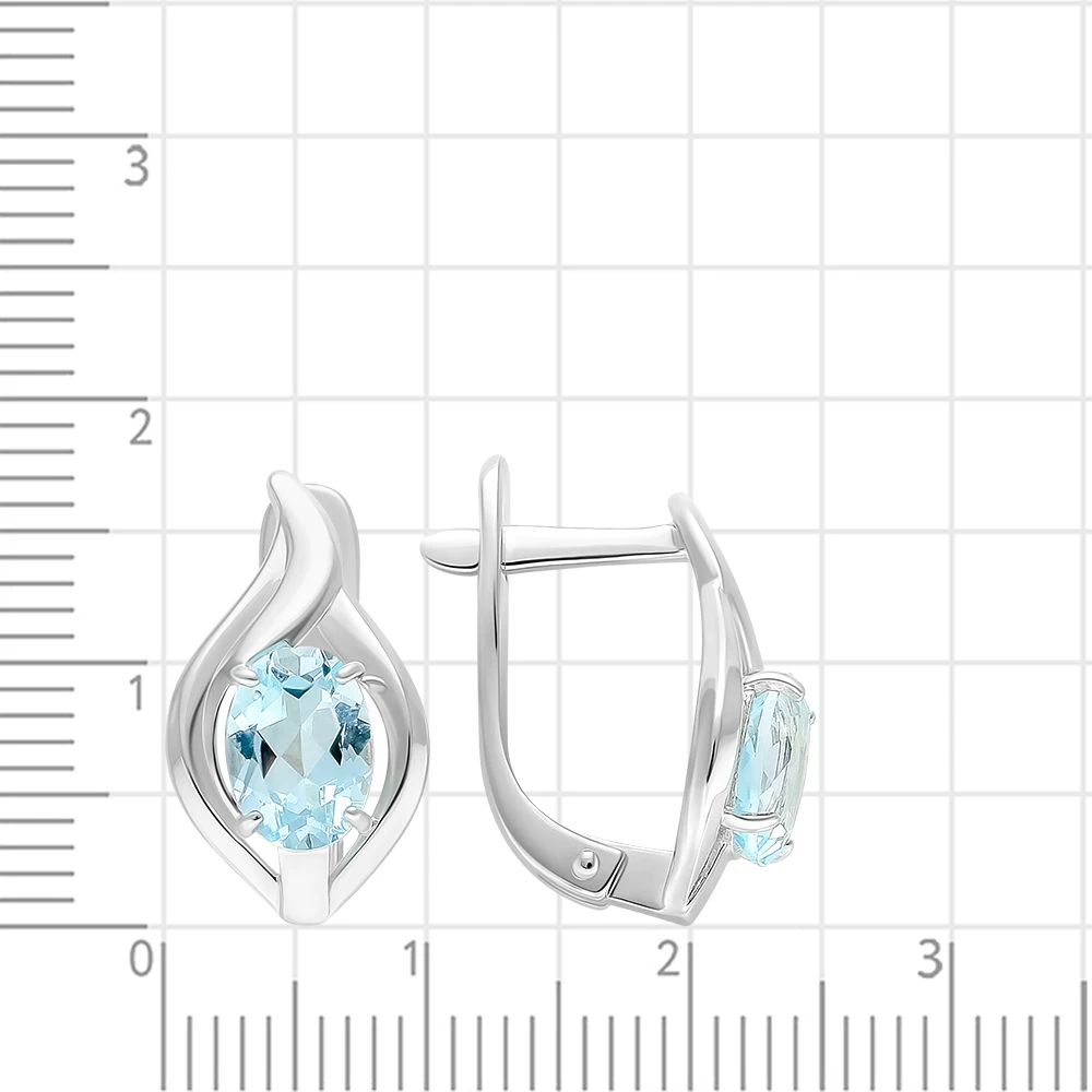 Серьги с топазами из серебра 925 пробы