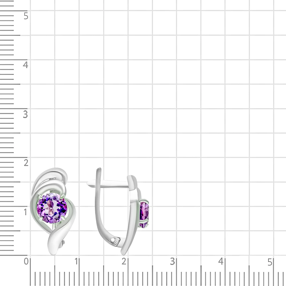 Серьги с аметистами из серебра 925 пробы