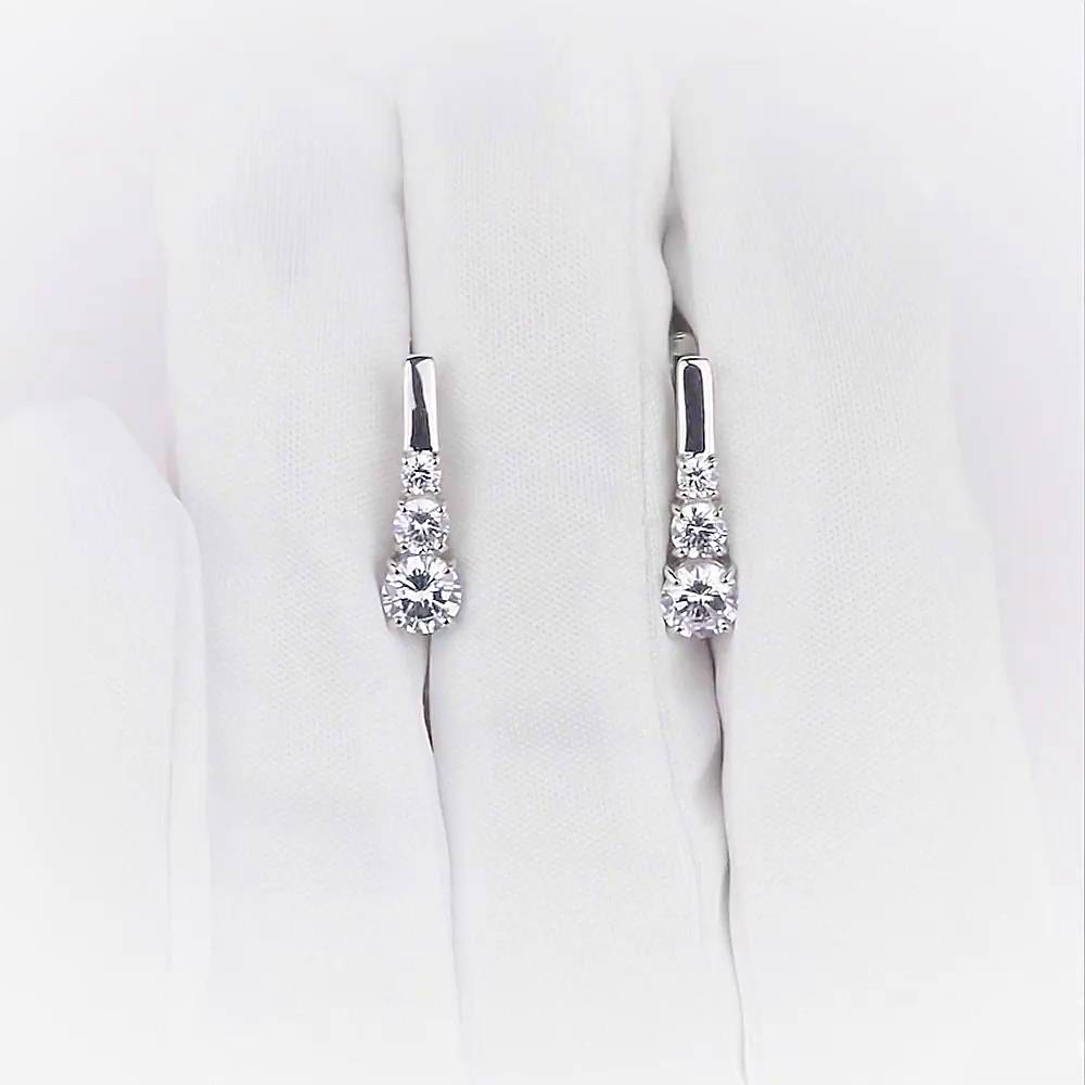 Серьги с фианитами из серебра 925 пробы 1
