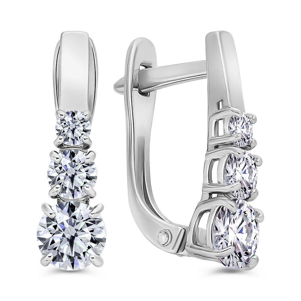 Серьги с фианитами из серебра 925 пробы 2