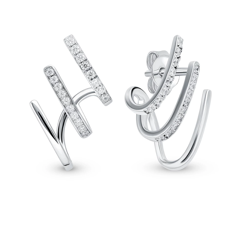 Серьги с фианитами из серебра 925 пробы 1