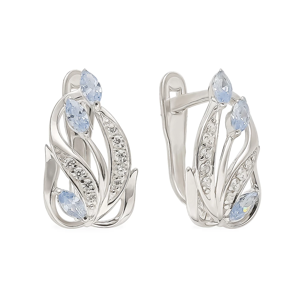 Серьги с фианитами из серебра 925 пробы 1