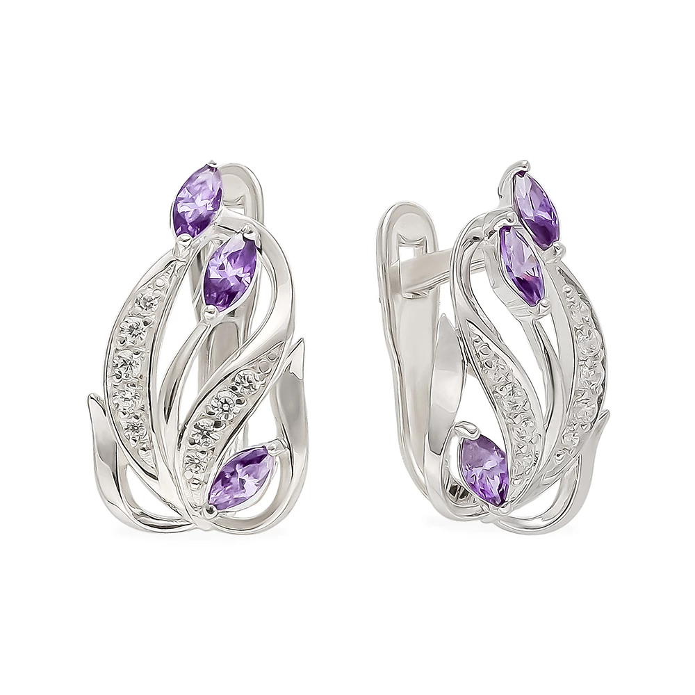 Серьги с фианитами из серебра 925 пробы 1