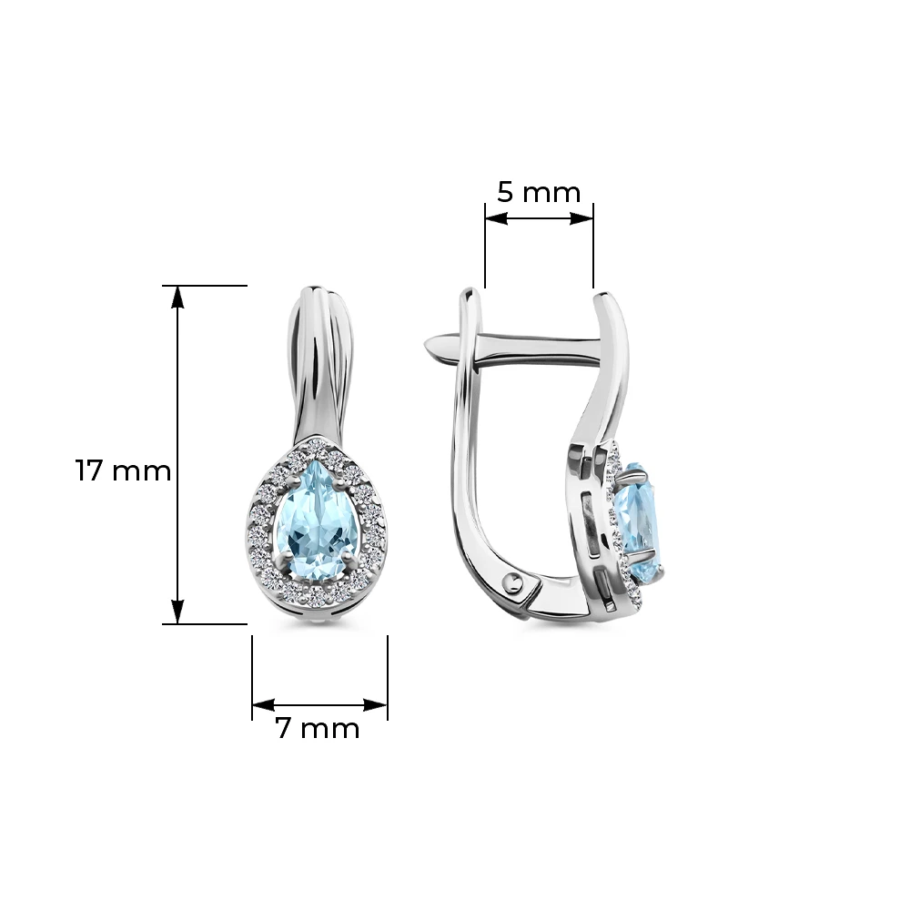 Серьги с топазами из серебра 925 пробы