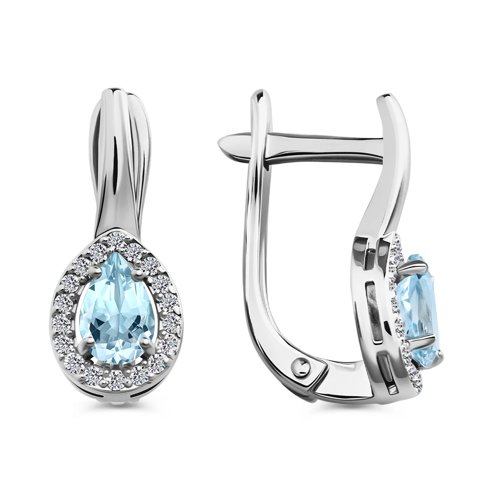 Серьги с топазами из серебра 925 пробы
