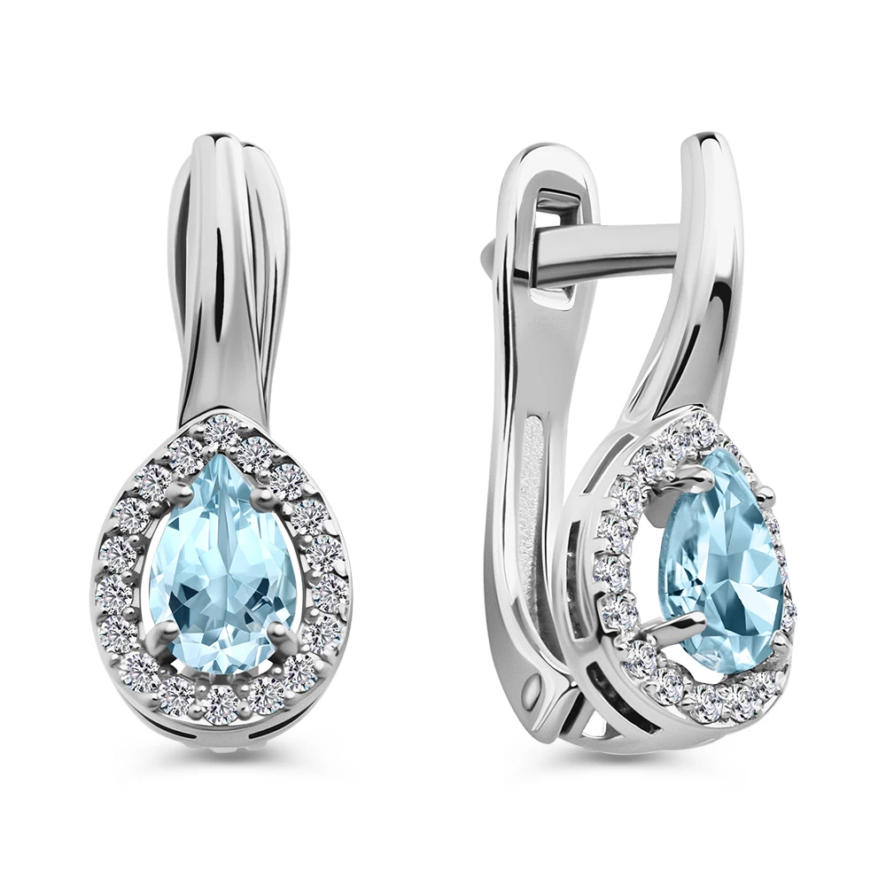 Серьги с топазами из серебра 925 пробы