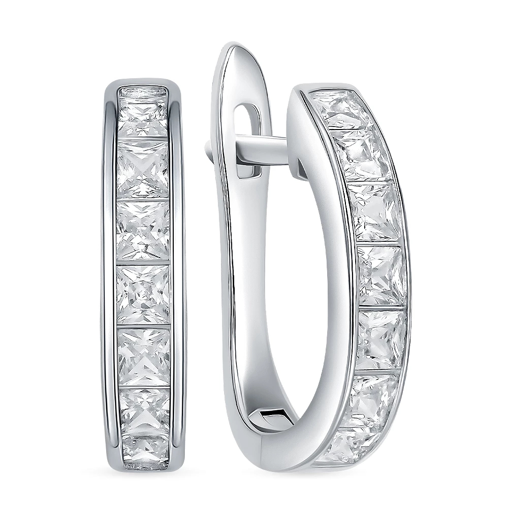 Серьги с фианитами из серебра 925 пробы 2