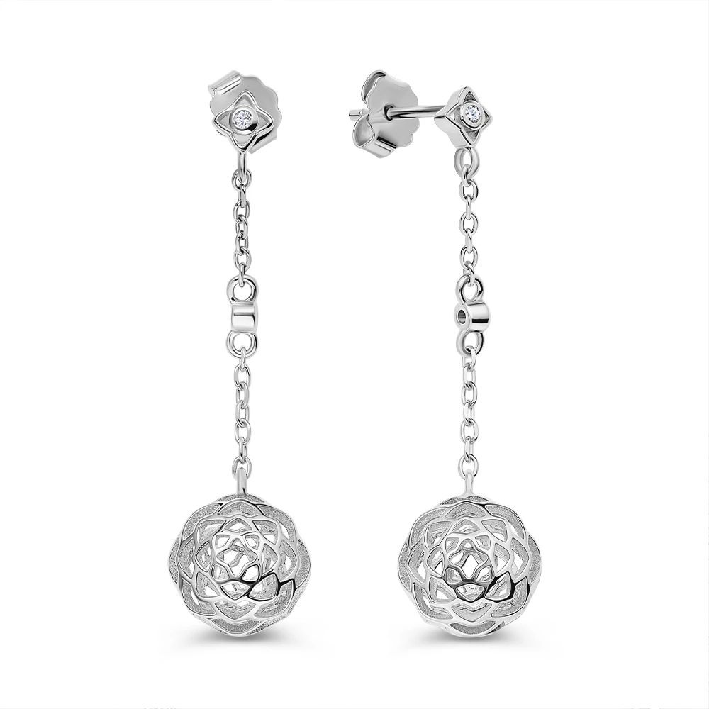 Серьги с фианитами из серебра 925 пробы 2
