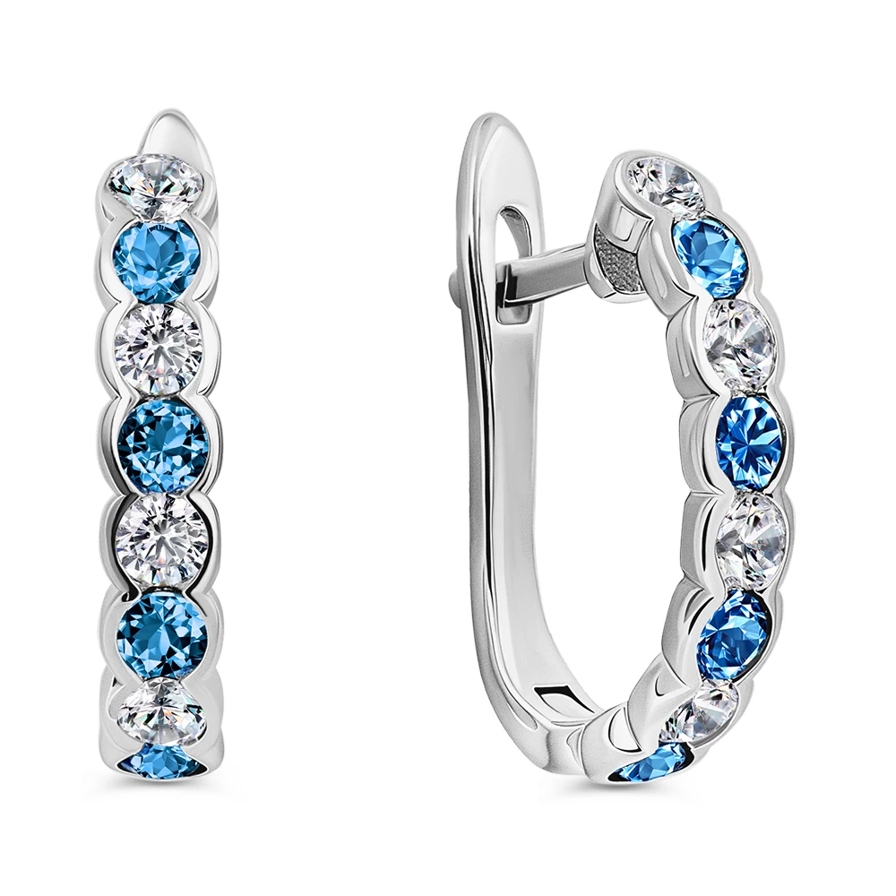 Серьги с фианитами из серебра 925 пробы