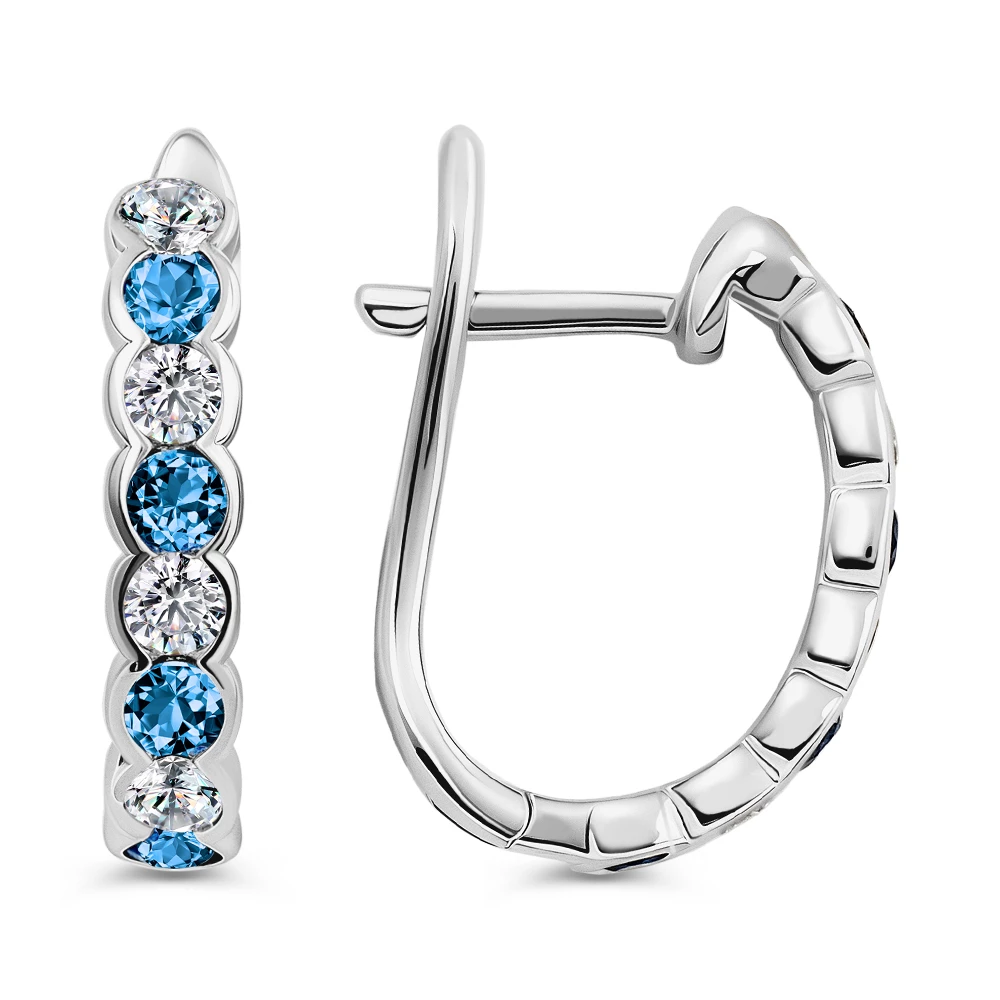 Серьги с фианитами из серебра 925 пробы