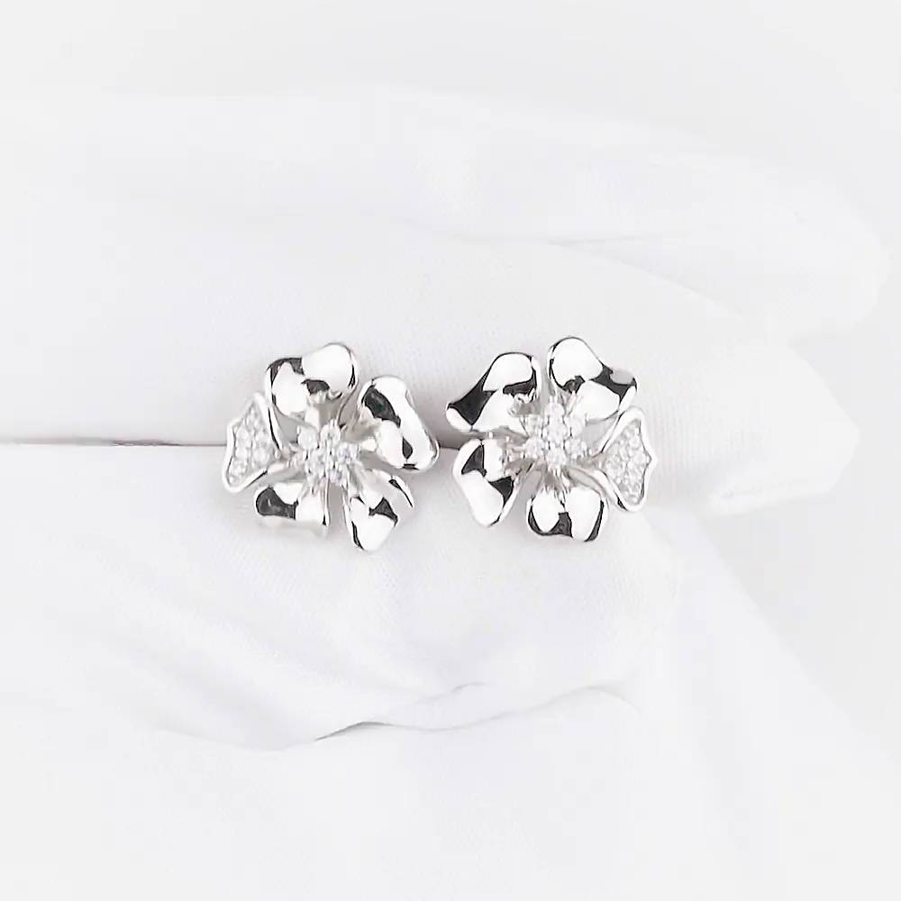 Серьги с фианитами из серебра 925 пробы 1