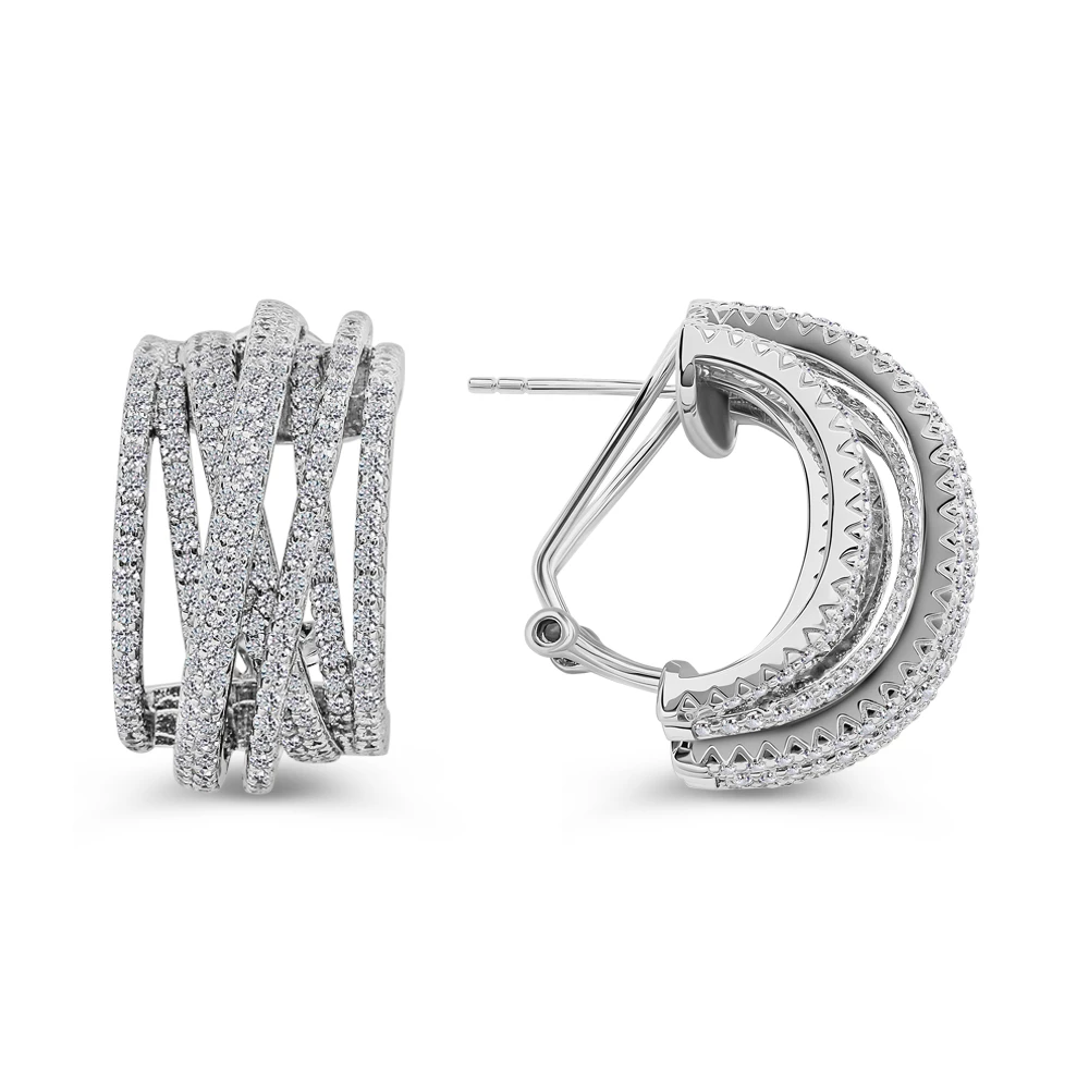 Серьги с фианитами из серебра 925 пробы 3