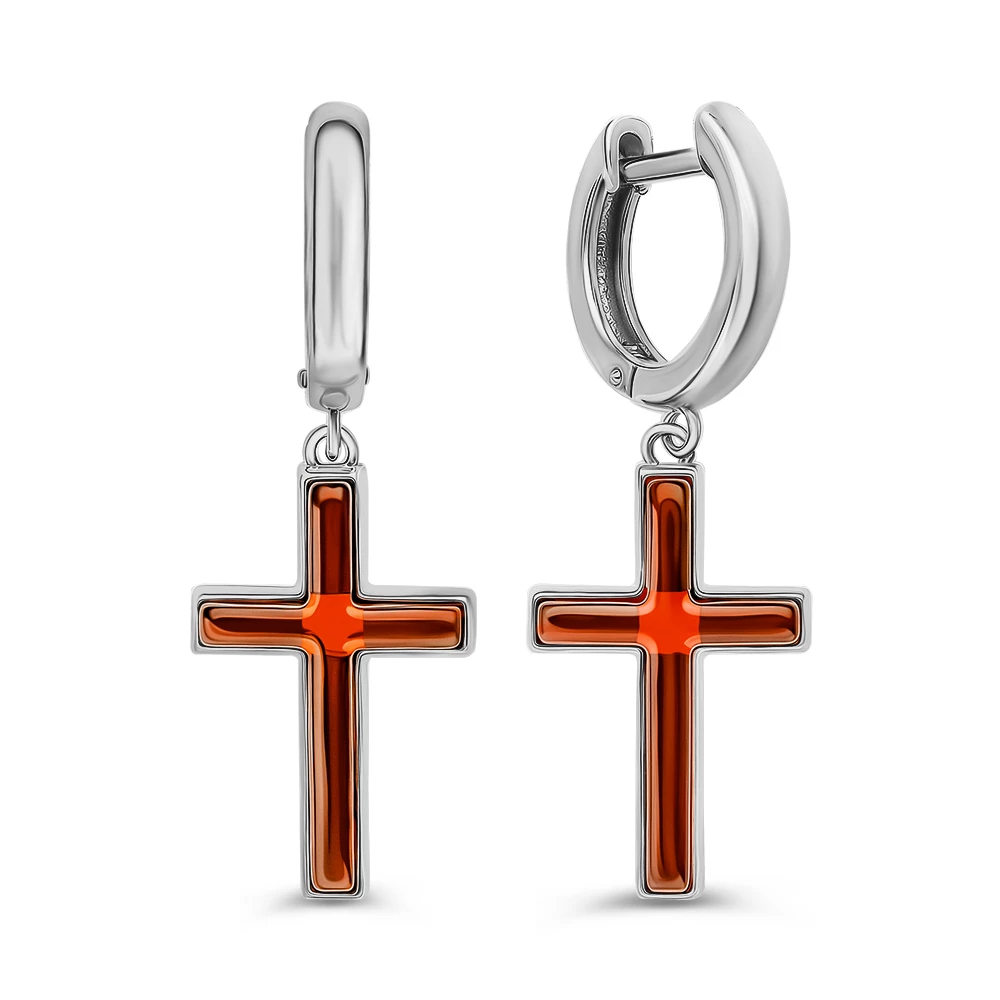Серьги с янтарем из серебра 925 пробы 1