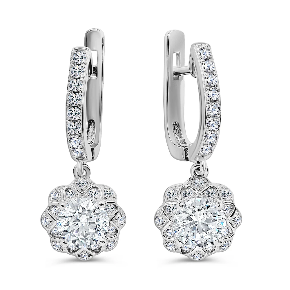 Серьги с фианитами из серебра 925 пробы 2