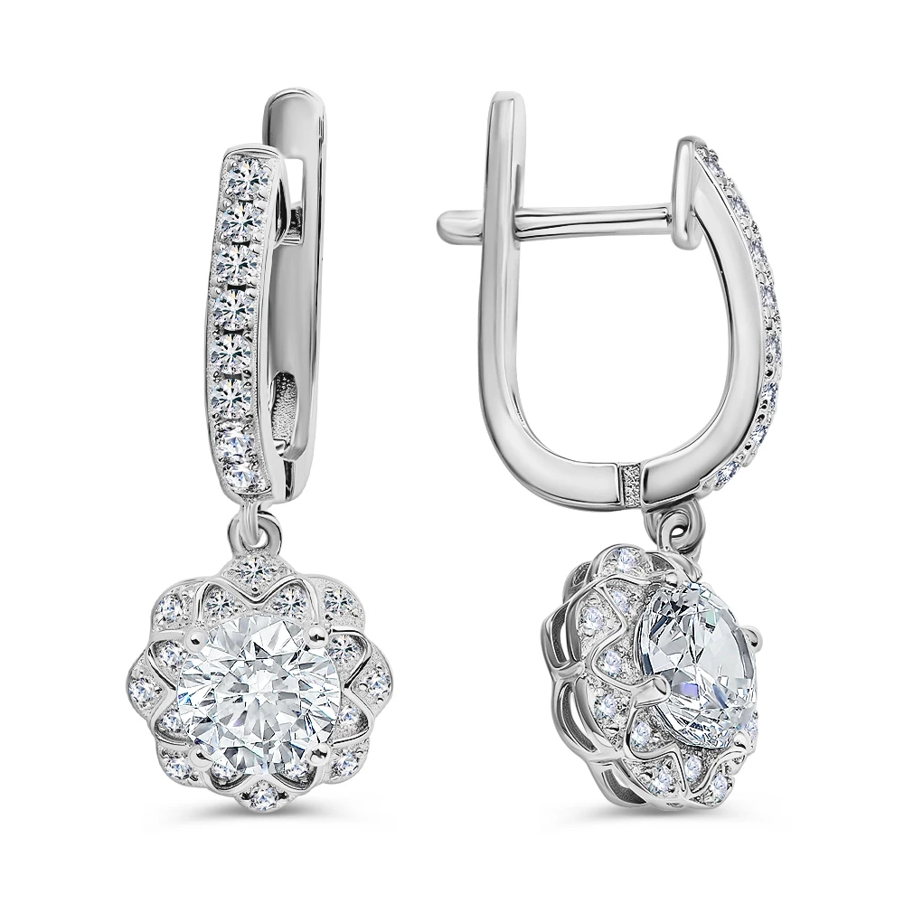 Серьги с фианитами из серебра 925 пробы 3