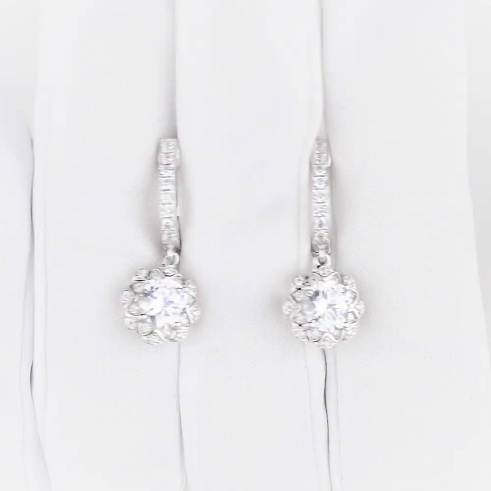 Серьги с фианитами из серебра 925 пробы 1