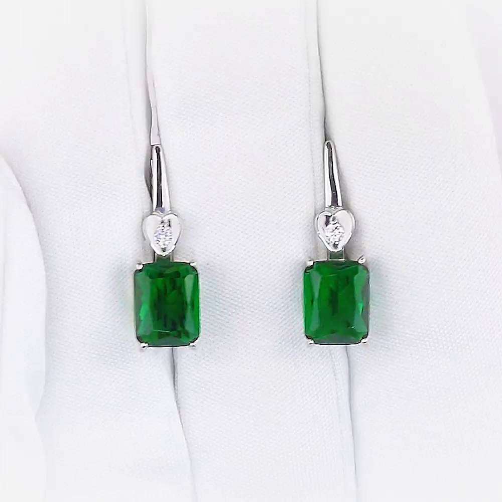 Серьги с ювелирным кристаллом и фианитами из серебра 925 пробы 1