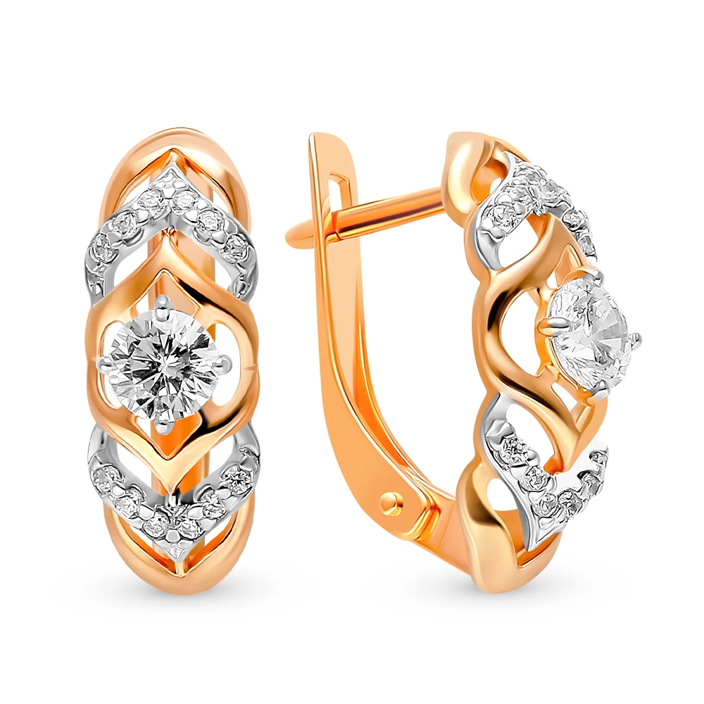 Серьги с фианитами из серебра 925 пробы