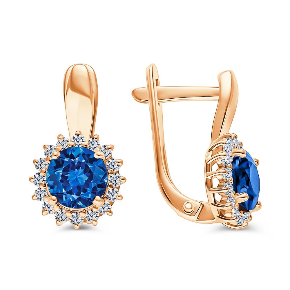 Серьги с фианитами из серебра 925 пробы
