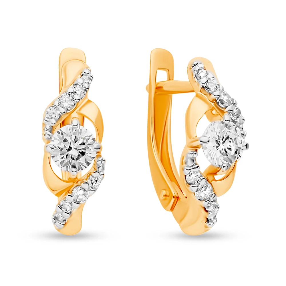 Серьги с фианитами из серебра 925 пробы