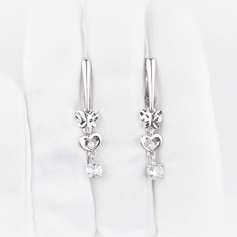 Серьги с фианитами из серебра 925 пробы 1