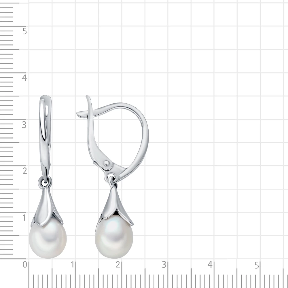 Серьги с культивированным жемчугом из серебра 925 пробы
