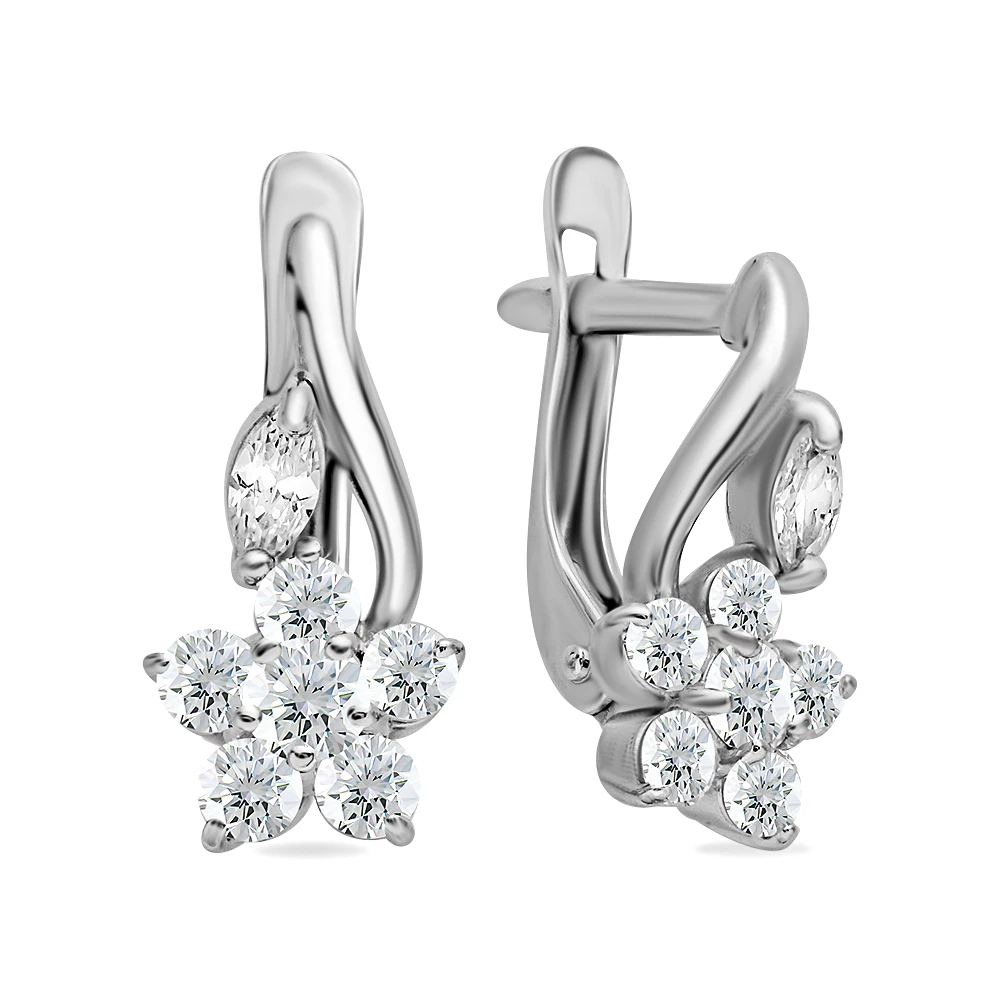Серьги с фианитами из серебра 925 пробы