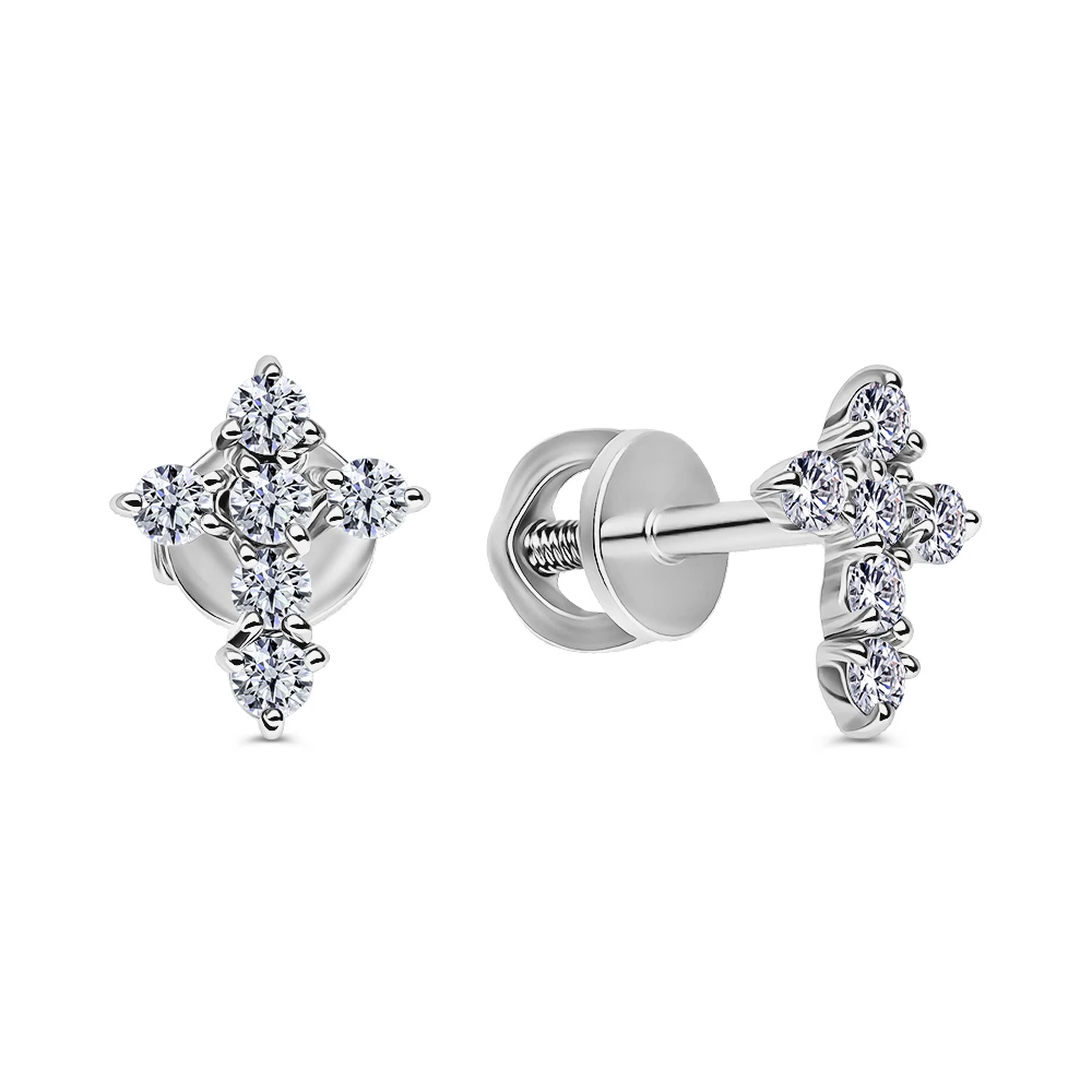 Серьги с фианитами из серебра 925 пробы