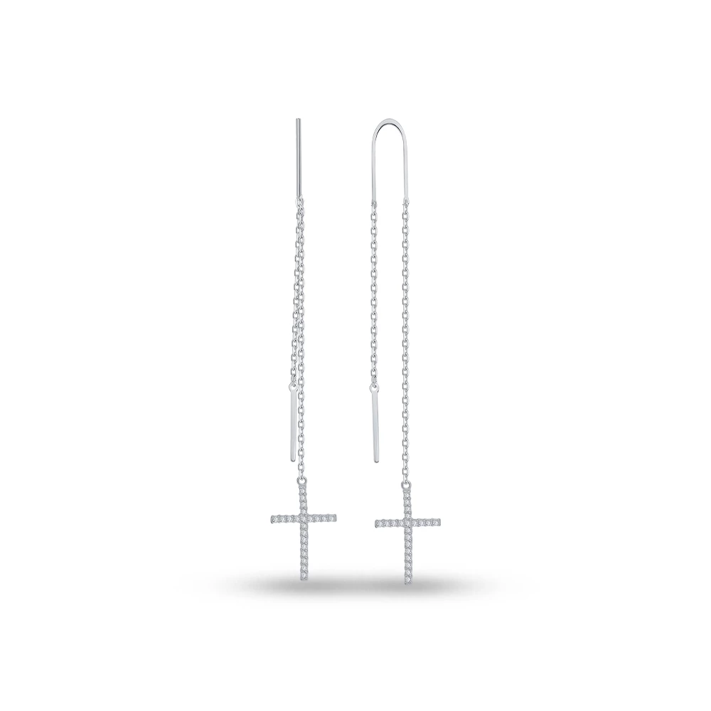 Серьги с фианитами из серебра 925 пробы 1