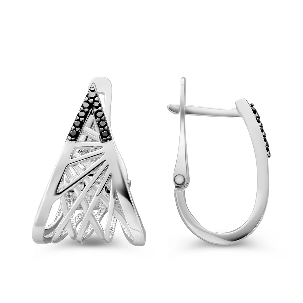 Серьги с фианитами из серебра 925 пробы 2
