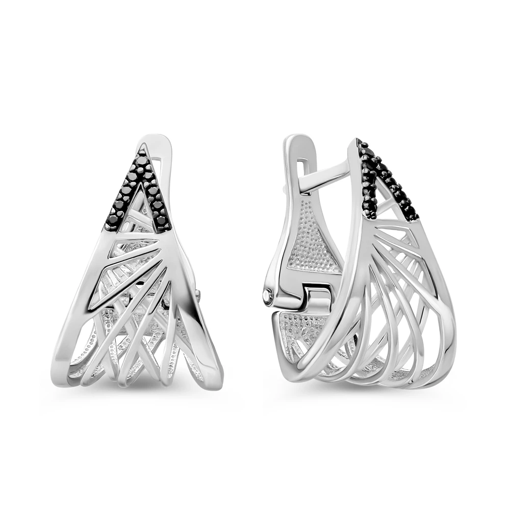 Серьги с фианитами из серебра 925 пробы 1