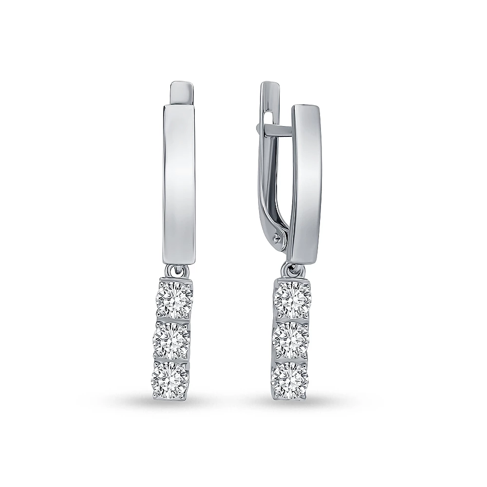 Серьги с фианитами из серебра 925 пробы 1