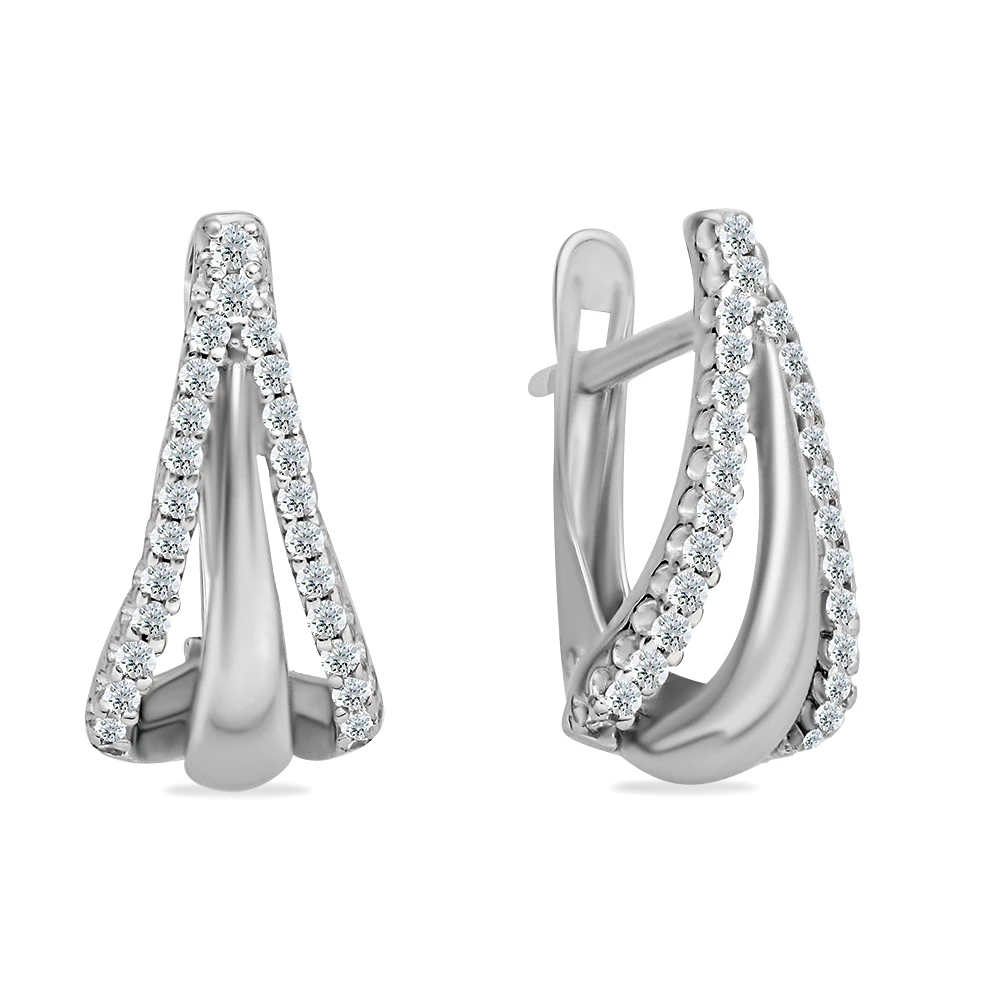 Серьги с фианитами из серебра 925 пробы 1