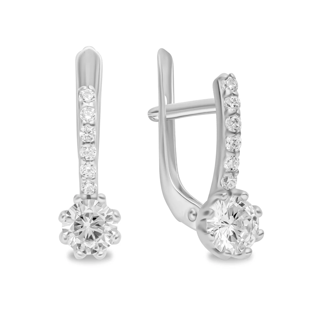 Серьги с фианитами из серебра 925 пробы