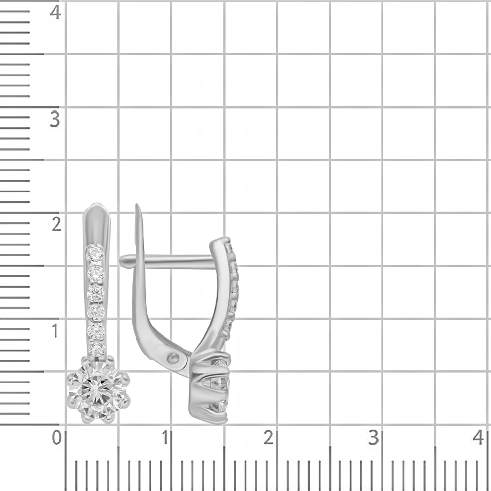 Серьги с фианитами из серебра 925 пробы