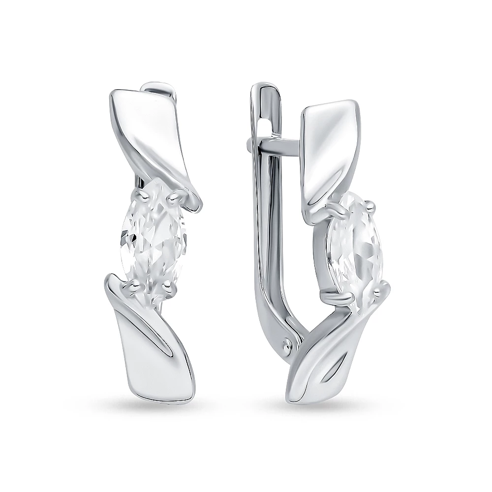 Серьги с фианитами из серебра 925 пробы 1