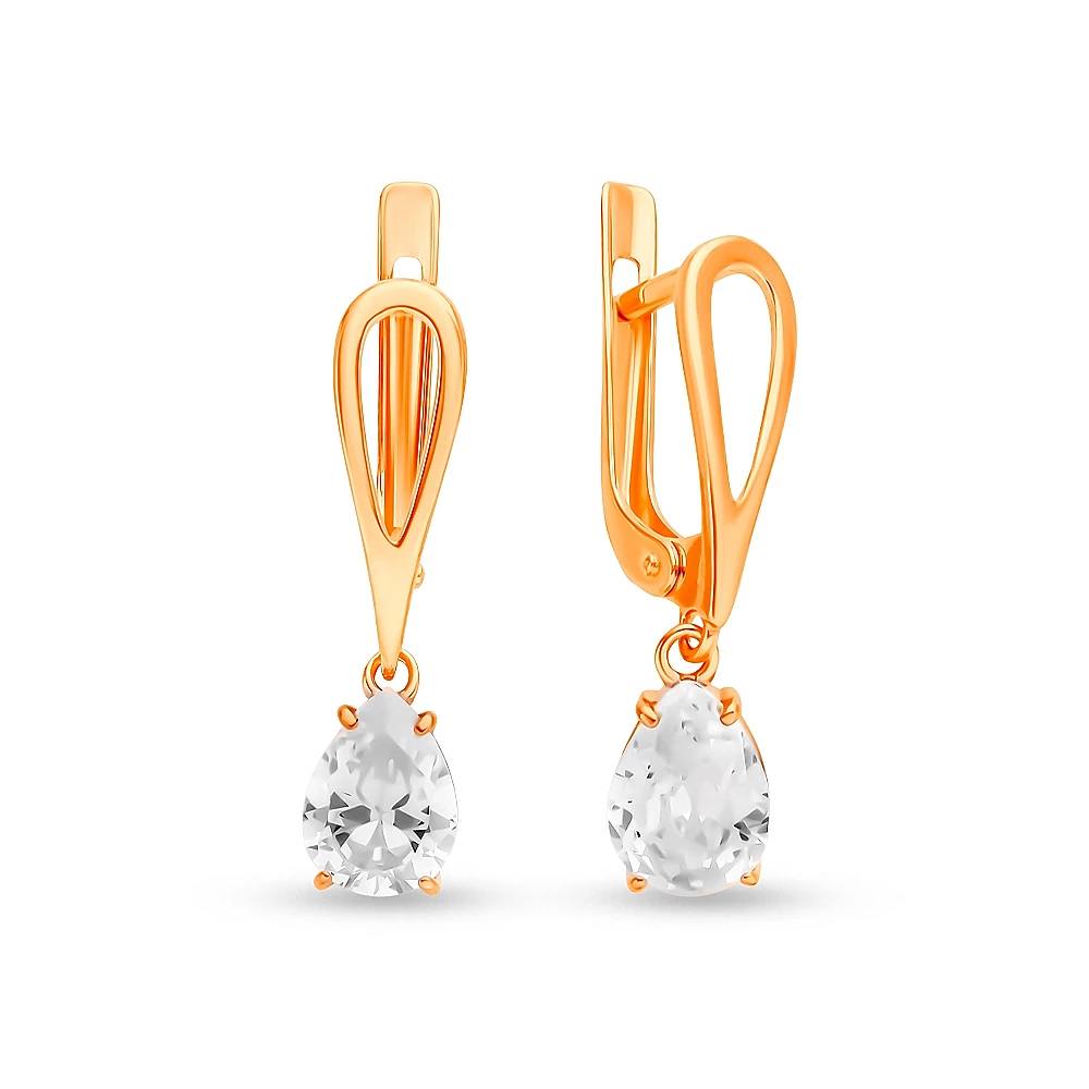 Серьги с фианитами из серебра 925 пробы