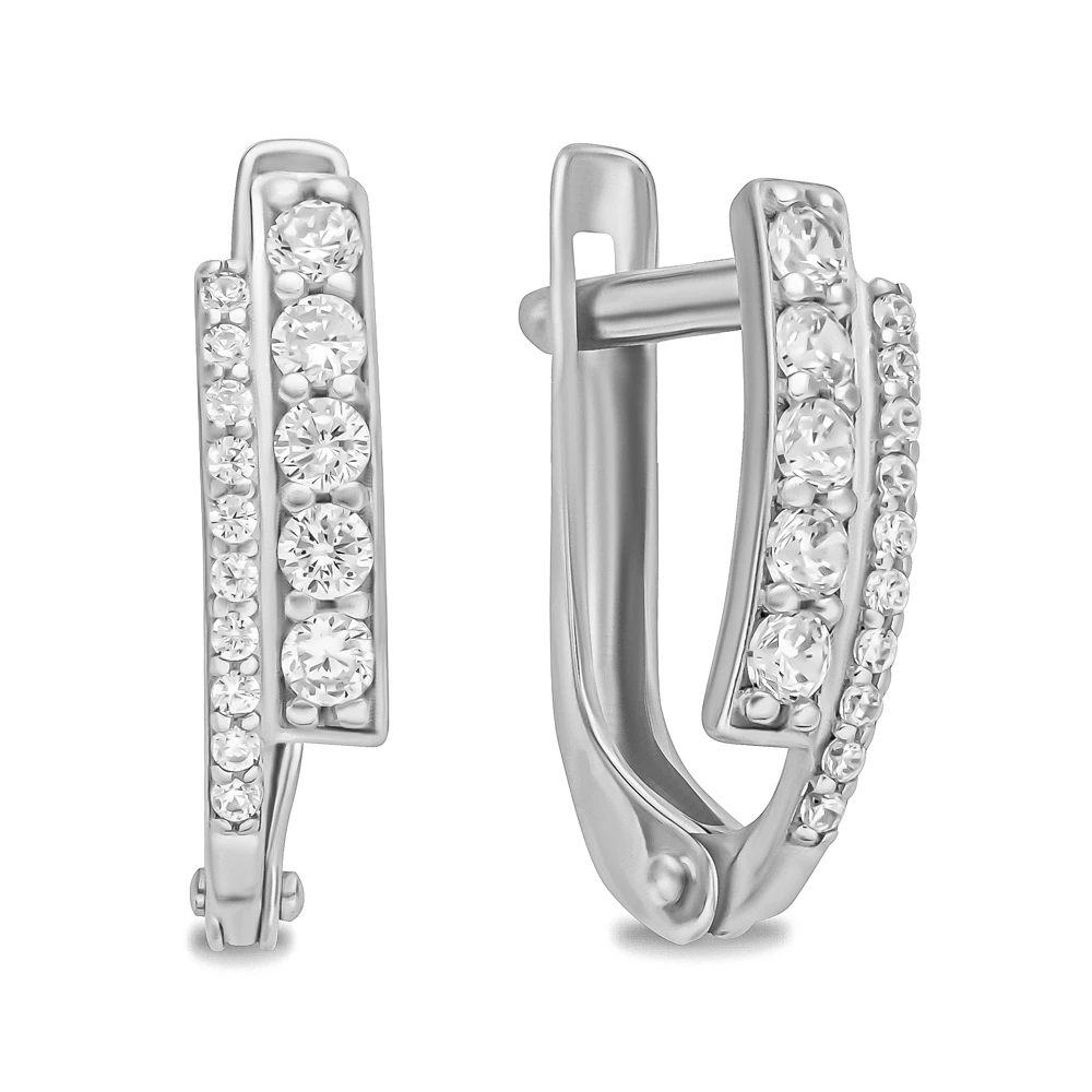 Серьги с фианитами из серебра 925 пробы 2
