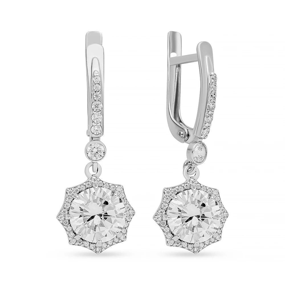 Серьги с фианитами из серебра 925 пробы 1