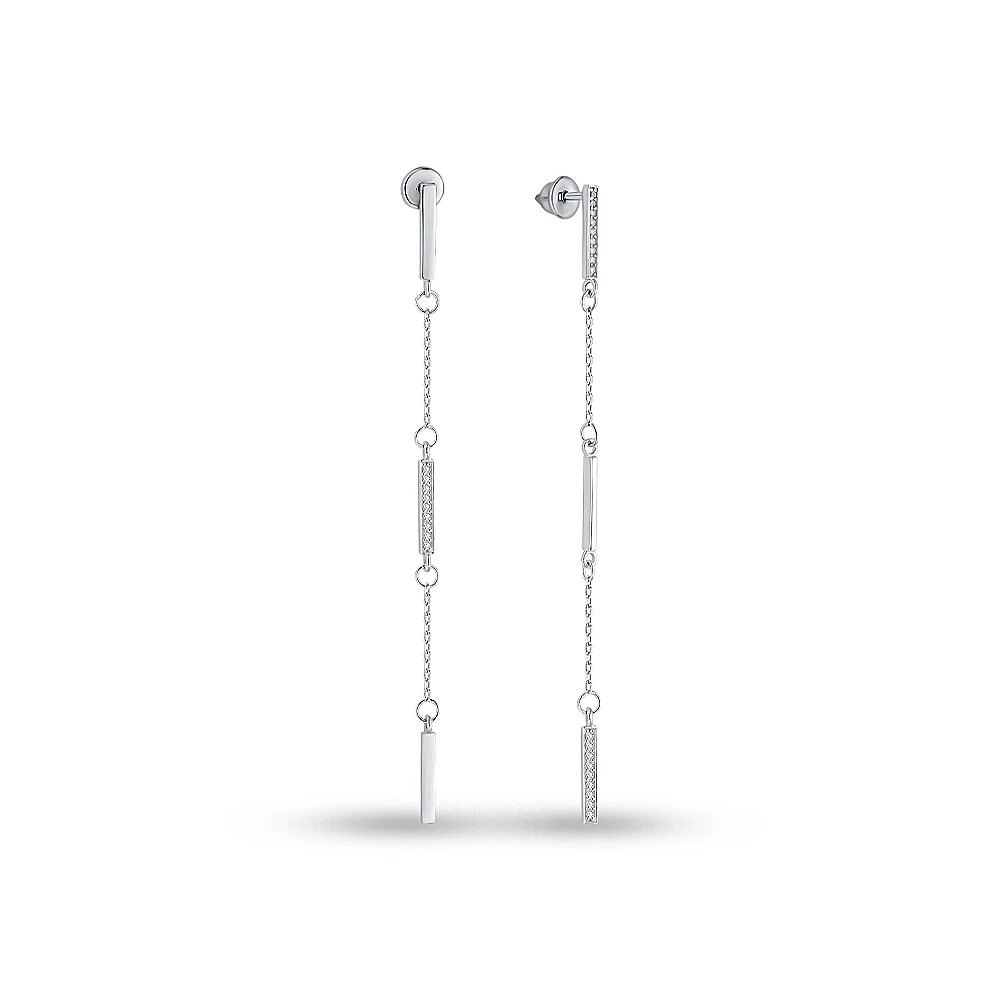 Серьги с фианитами из серебра 925 пробы 1