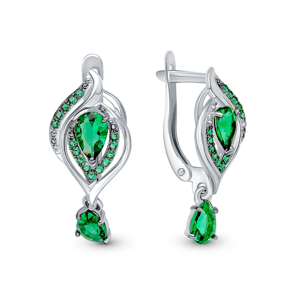 Серьги с фианитами из серебра 925 пробы