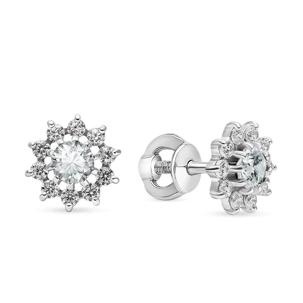 Серьги с фианитами из серебра 925 пробы