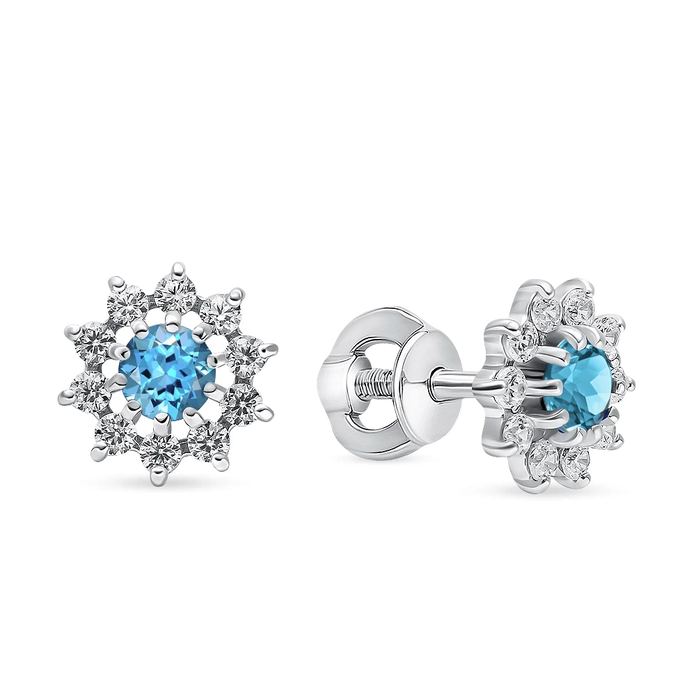 Серьги с фианитами из серебра 925 пробы